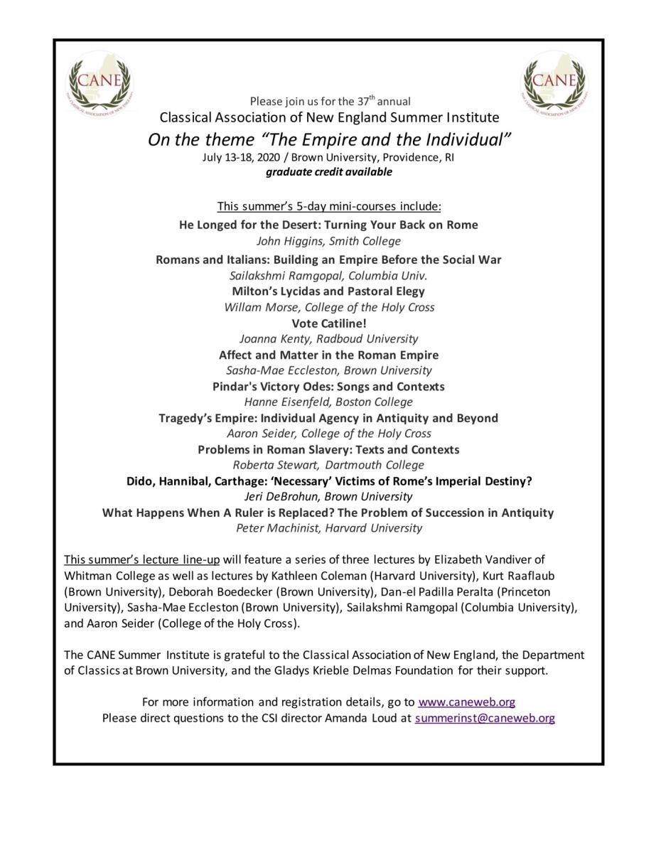 Classical Association of New England (CANE)